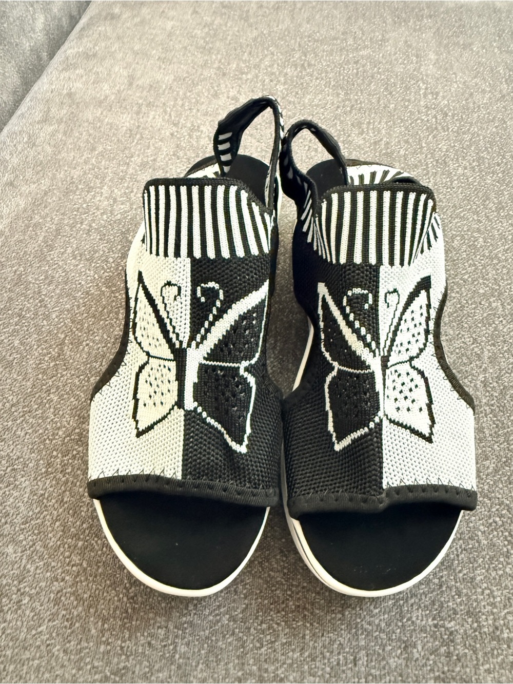 Black and White Butterfly small wedge Sandals